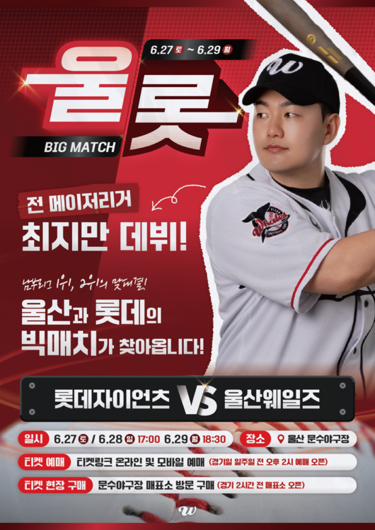 최지만도 데뷔하고, '울롯 빅매치' 온다! 울산웨일즈, 롯데전 3연전 팬 이벤트 준비 완료