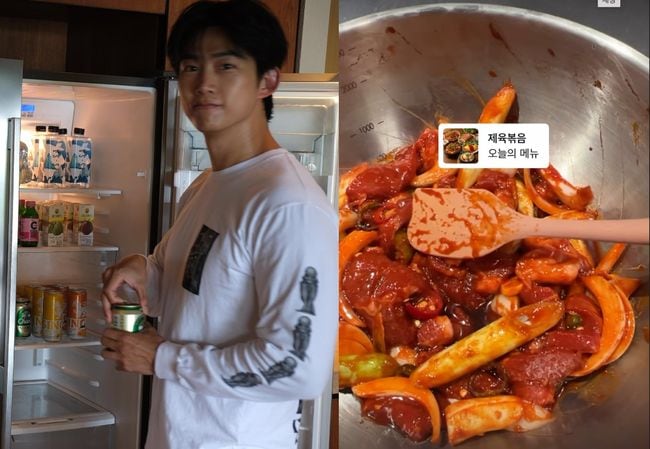 아내♥ 위한 신혼 밥상...'새신랑' 옥택연, 요리책 보며 뚝딱 만든 '제육볶음'