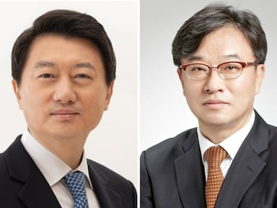 (왼쪽부터) 장호진 현대지에프홀딩스 부회장, 박홍진 현대그린푸드 부회장. /현대백화점그룹 제공
