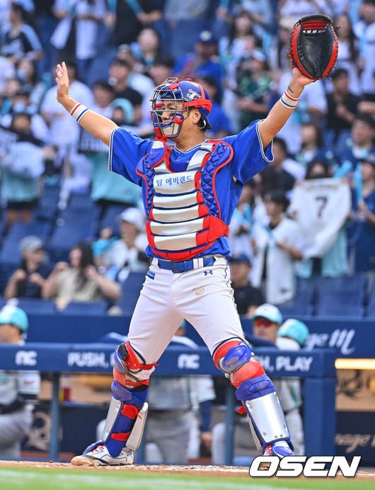 “강민호가 최원태를 살렸다” 6실점 하고도 승리투수, 포수가 이렇게 중요하다…2:6→13:7 대역전극 숨은 공신