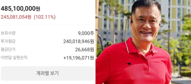 '중식 대가' 여경옥, 주식으로 '2억 4천' 벌었다.."수익률 102%" 자랑