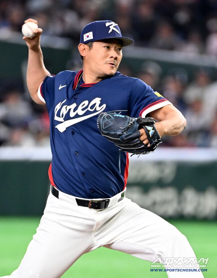 9일 일본 도쿄돔에서 열린 WBC(월드베이스볼클래식) 한국과 호주의 경기, 2회말 등판한 노경은이 역투하고 있다. 도쿄(일본)=허상욱 기자wook@sportschosun.com/2026.03.09/