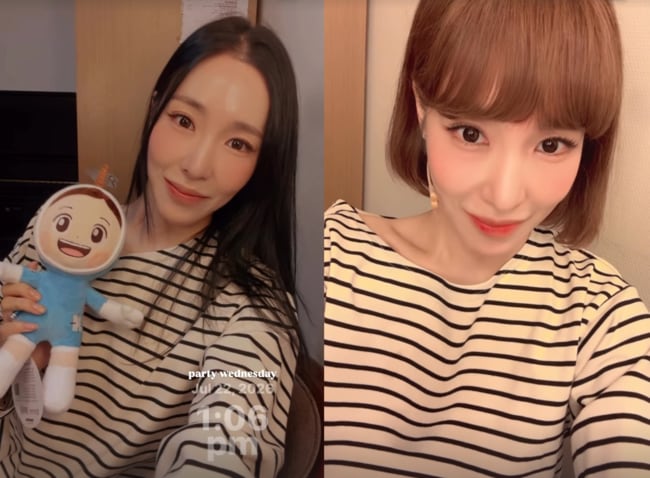"머리 하나 바꿨을 뿐인데…" 티파니 영, 흑발 긴머리 vs 단발 갈색 반전 비주얼