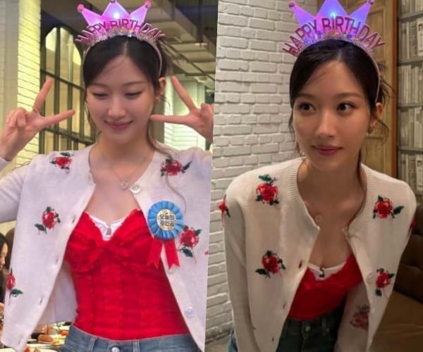 문가영, 꽃무늬 가디건 입고 러블리 미소…샹알애 '1천만원 기부'까지