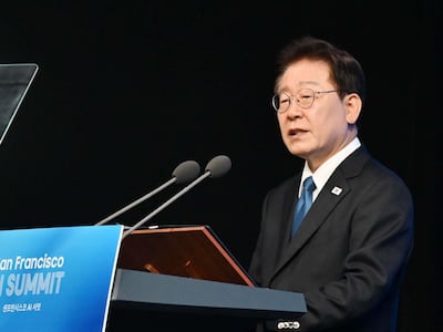 이재명 대통령이 24일(현지 시각) 미국 샌프란시스코에서 열린 AI서밋에서 발언하고 있다. /뉴스1