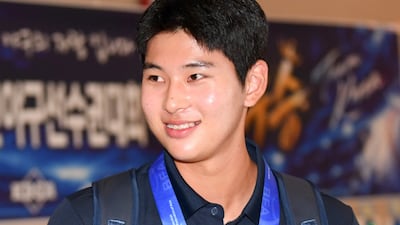 18세 이하(U-18) 야구대표팀이 아시아청소년선수권대회에서 8년 만에 우승한 뒤 14일 인천국제공항을 통해 귀국했다. 하현승이 입국장을 나서고 있다. 인천공항=박재만 기자 pjm@sportschosun.com/2026.09.14/