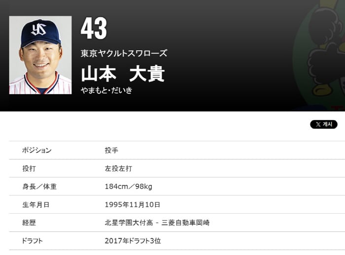 사진=NPB 공식 홈페이지