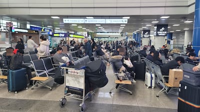 청주공항 국제선 탑승구 대기 인파./뉴스1 임양규 기자