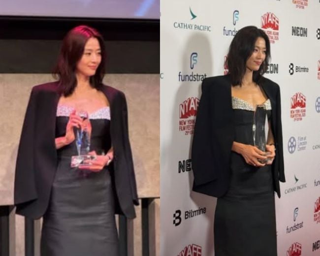 전지현, 태닝 감춘 블랙 드레스...뉴욕 달군 아시아 여신 "영화=사람 잇는 작업"