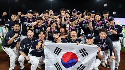 2023년 개최한 2022 항저우 아시안게임에서 금메달을 목에 건 야구대표팀. 2023.10.7 ⓒ 뉴스1 유승관 기자