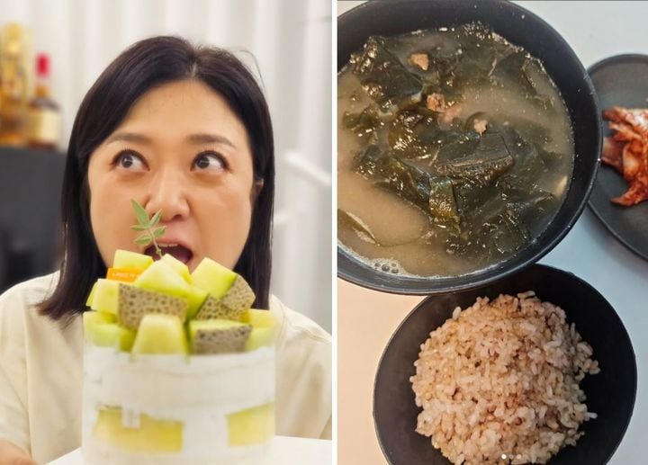 김숙 "4.5ℓ 김치통에 미역국 가득" 라미란 생일 선물에 감동