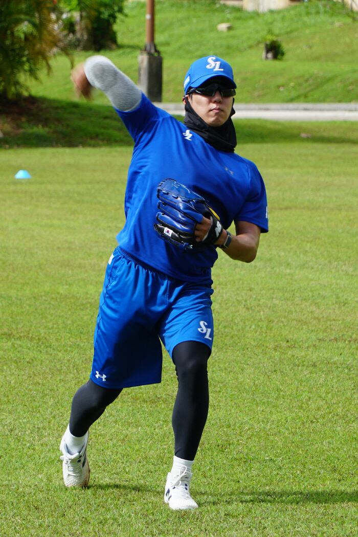 괌 캠프 당시 원태인. 사진제공=삼성 라이온즈