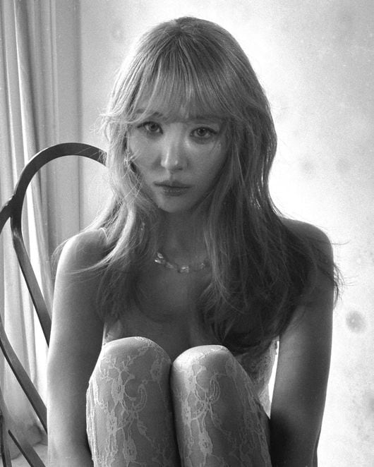 선미, 옷을 입은 거야 만 거야?…흑백 뚫고 드러난 착시 시스루 '명품 라인'