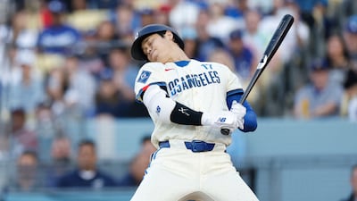 9일(현지시각) 애틀랜타전에서 삼진을 당하는 오타니 쇼헤이. AP연합뉴스