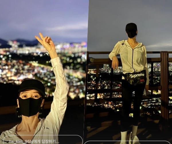 김혜수, 남산 떴는데 못알아보겠네…꽁꽁 가린 야간 산책