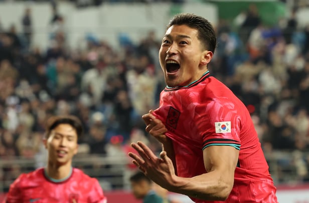 14일 대전 유성구 대전월드컵경기장에서 열린 축구 국가대표팀 평가전 대한민국과 볼리비아의 경기에서 추가골을 넣은 조규성이 포효하고 있다./뉴시스