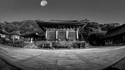 대웅전 처마 끝에 걸린 보름달… 전국 10곳 사찰 희귀 달밤 사진