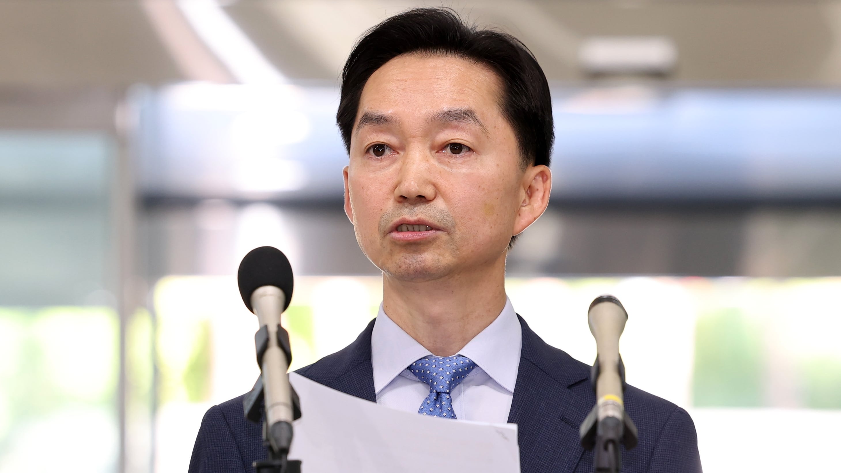김지용 중대범죄수사청장 후보자가 14일 오후 서울 종로구 정부서울청사 창성동 별관에서 최근 현안 관련 입장 표명을 하고 있다. /뉴시스