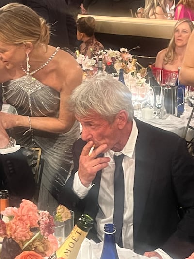 sean penn cigarette brand puffs away on a while speaking at the Marrakech International Film Festival - a day after launching into wild rant while chain-smoking Sean Penn and American Spirits