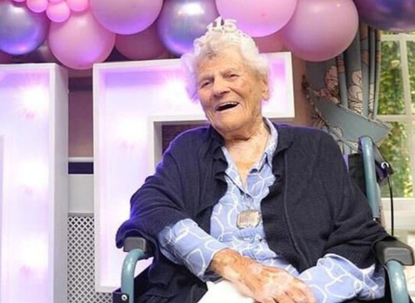 21일 116세 생일을 맞은 세계 최고령자 영국의 에델 케터햄 할머니./ 기네스세계기록