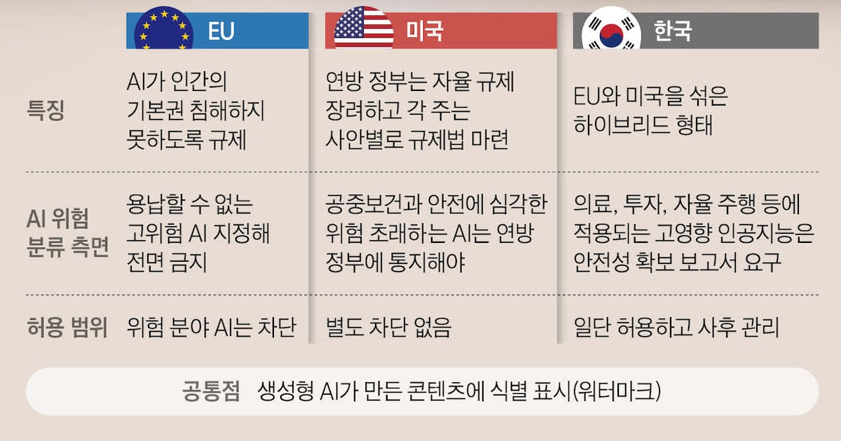 AI 규제… 한국, EU보다 자율적이고 美보다 엄격