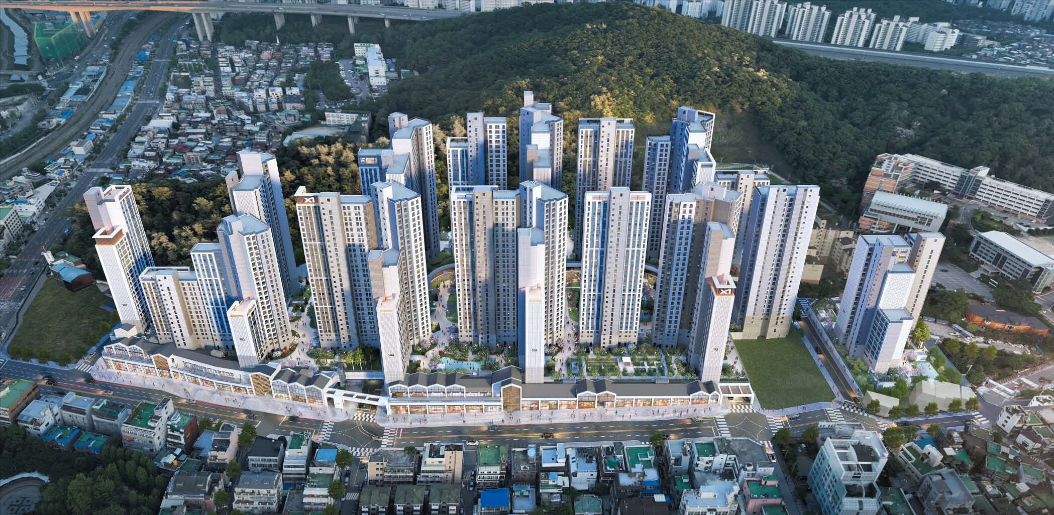 다음 달 분양을 앞둔 ‘안양자이 헤리티온’의 완공 후 예상 모습. 지하철 1호선 명학역이 가깝고 주변에 학교와 녹지가 풍부하다. 비규제 지역이어서 청약이나 대출 관련 규제도 비교적 적다./GS건설