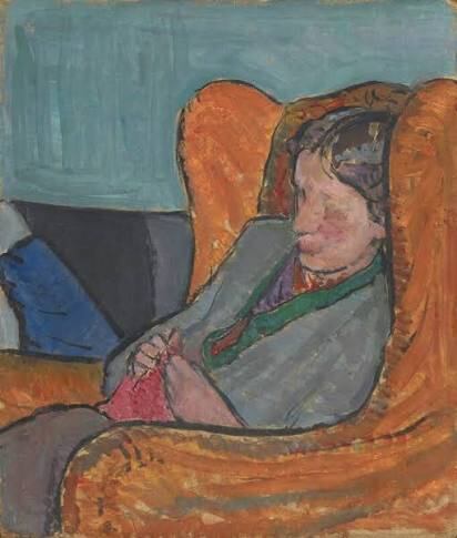 바네사 벨, 안락의자에 앉은 버지니아 울프, 1912년, 캔버스에 유채, 121.3 × 76.2 cm, 런던 국립 초상화 미술관 소장.