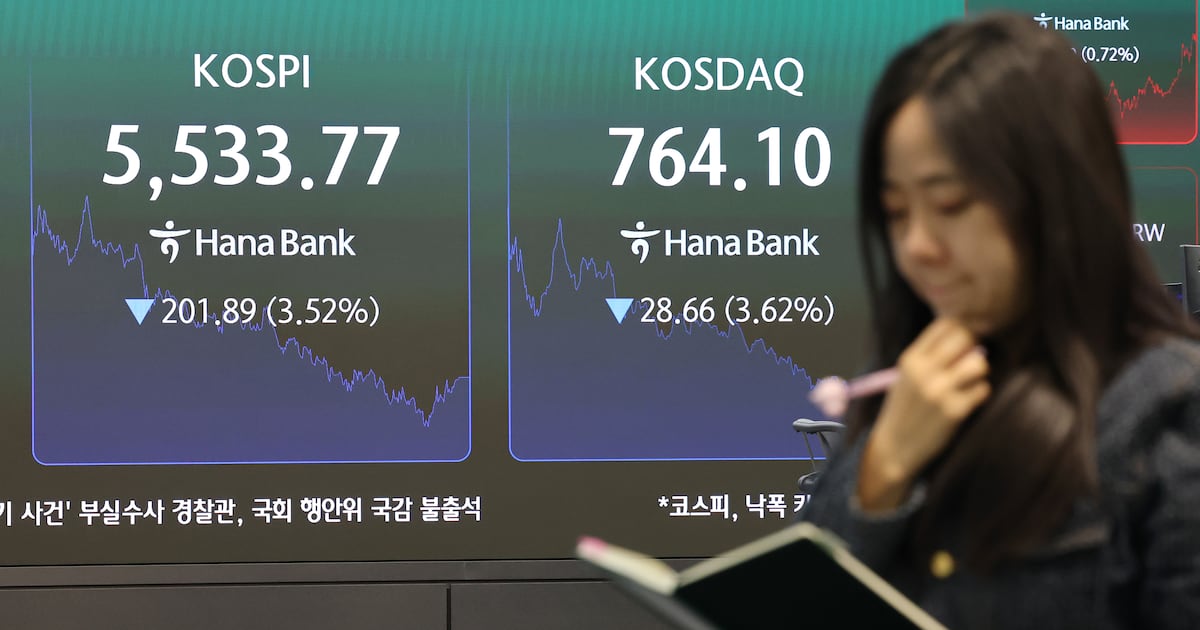 코스피 5500선 와르르 무너졌는데… 여당 대변인의 한가한 '1만피' 낙관론