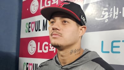 데뷔전 후 인터뷰 하는 리오스. 잠실=스포츠조선 정현석 기자 hschung@sportschosun.com