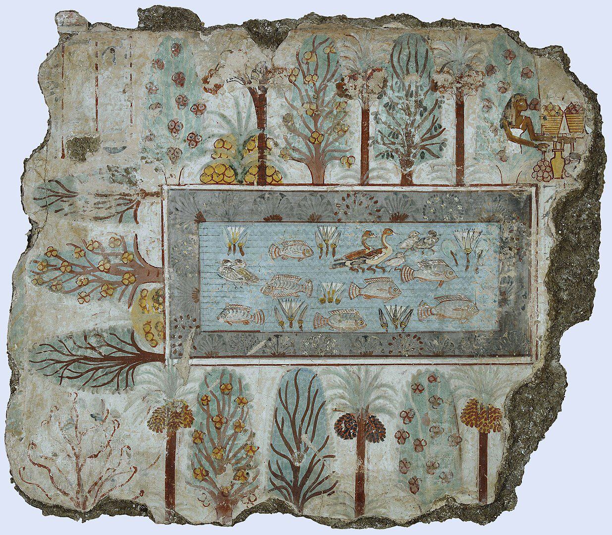 이집트 정원, 기원전 1350년경, 프레스코화, 64x73cm, 런던 영국 박물관 소장.